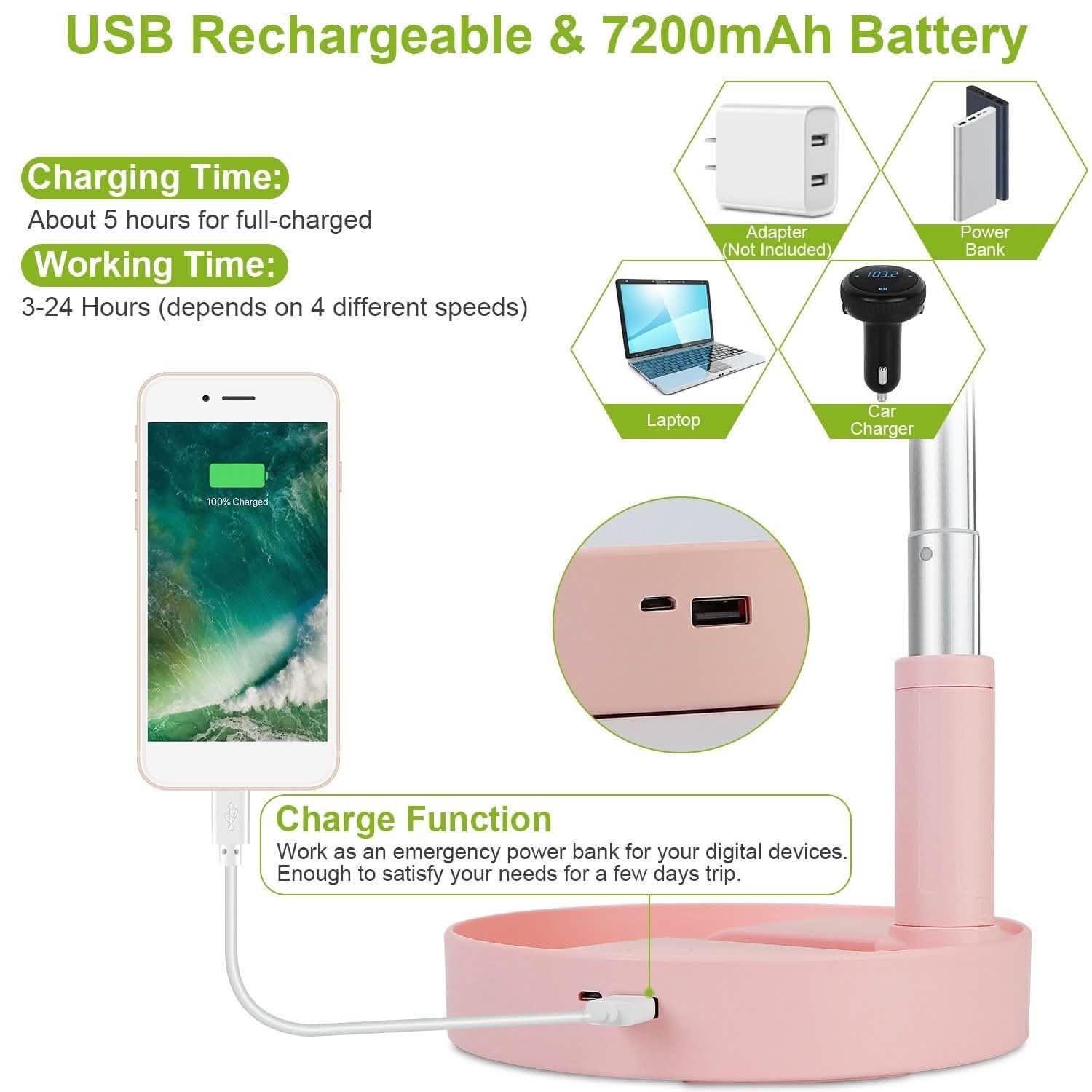 USB Rechargeable Portable Folding Desk Table Fan Sports & Outdoors - DailySale