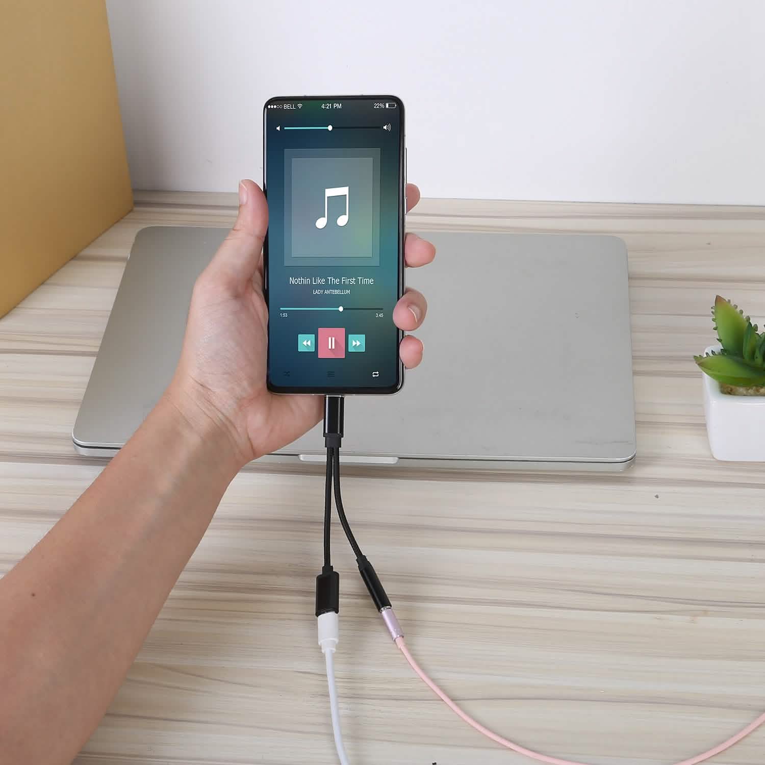 USB Type-C to 3.5mm Aux Audio Charging Adapter Braided Headphone Jack Splitter Cable Mobile Accessories - DailySale