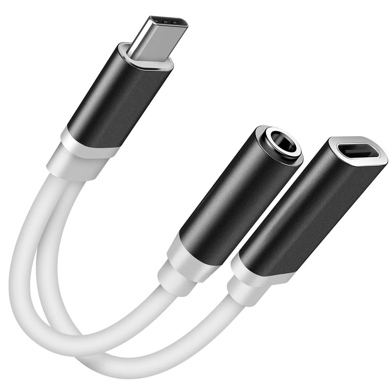 USB Type C to 3.5MM Aux Audio Charging Adapter Mobile Accessories Black - DailySale