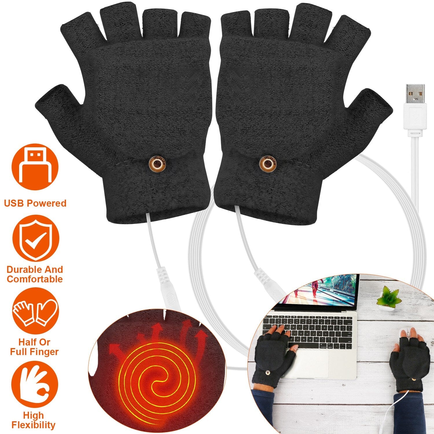 USB Wool Heated Gloves Mitten Sports & Outdoors - DailySale