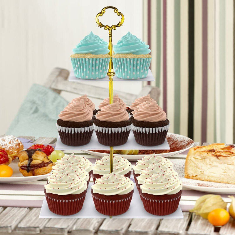 Utenlid 3-Tier Square Stacked Party Cupcake Stand Kitchen Essentials - DailySale