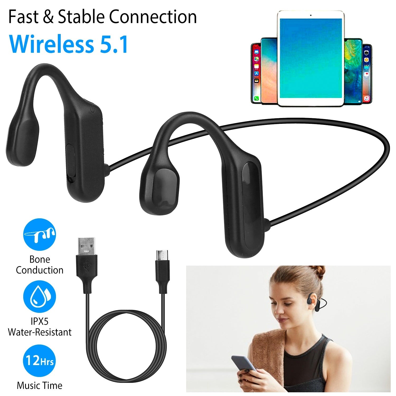 V5.1 Wireless Bone Conduction Headphone Headphones & Audio - DailySale