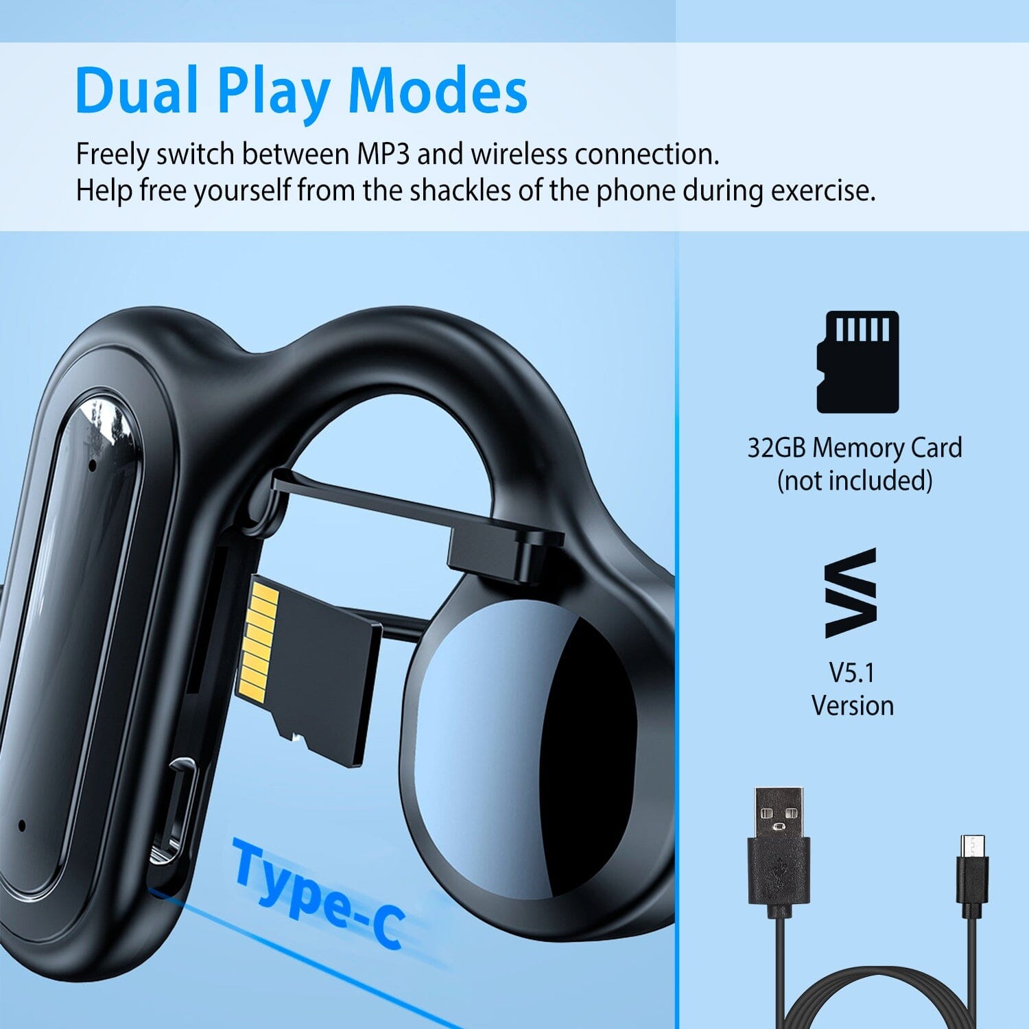 V5.1 Wireless Bone Conduction Headphone Headphones - DailySale