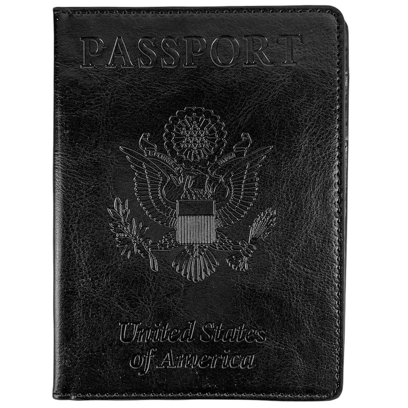 Vaccination Card Holder Passport Wallet Bags & Travel Black - DailySale