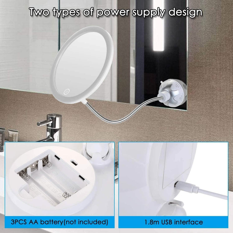 Vanity Mirror 10-Times Magnifying LED Lighted Make-up Swivel Suction Cup Compact Folding Beauty & Personal Care - DailySale