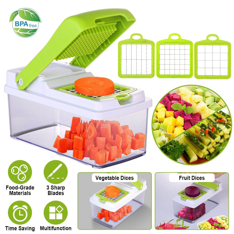 Vegetable Slicer Set with 3 Blades Stainless Steel Food Chopper Kitchen & Dining - DailySale