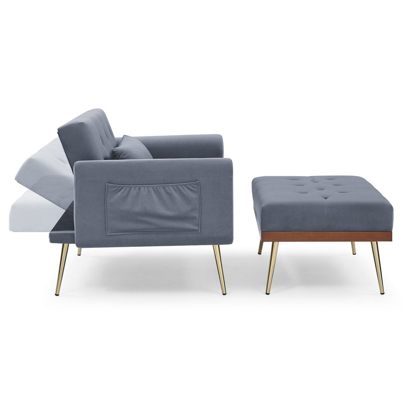 Velvet Recliner Sofa Chair with Adjustable Backrest and 2 Side Pocket Furniture & Decor - DailySale