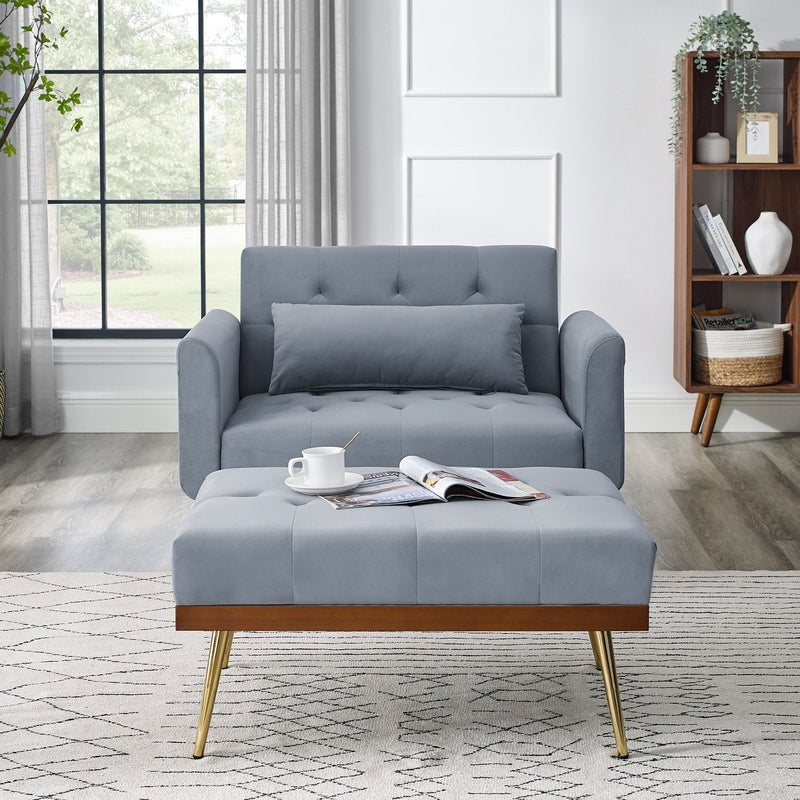 Velvet Recliner Sofa Chair with Adjustable Backrest and 2 Side Pocket Furniture & Decor - DailySale