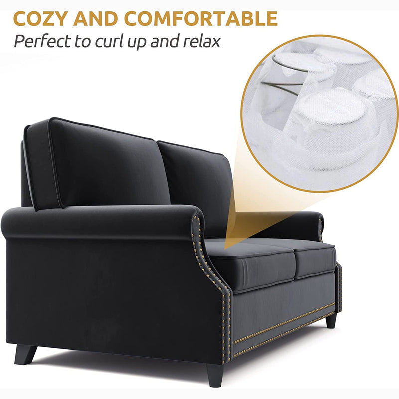 Velvet Roll Up Arm Chair Loveseat with Nail Head Furniture & Decor - DailySale