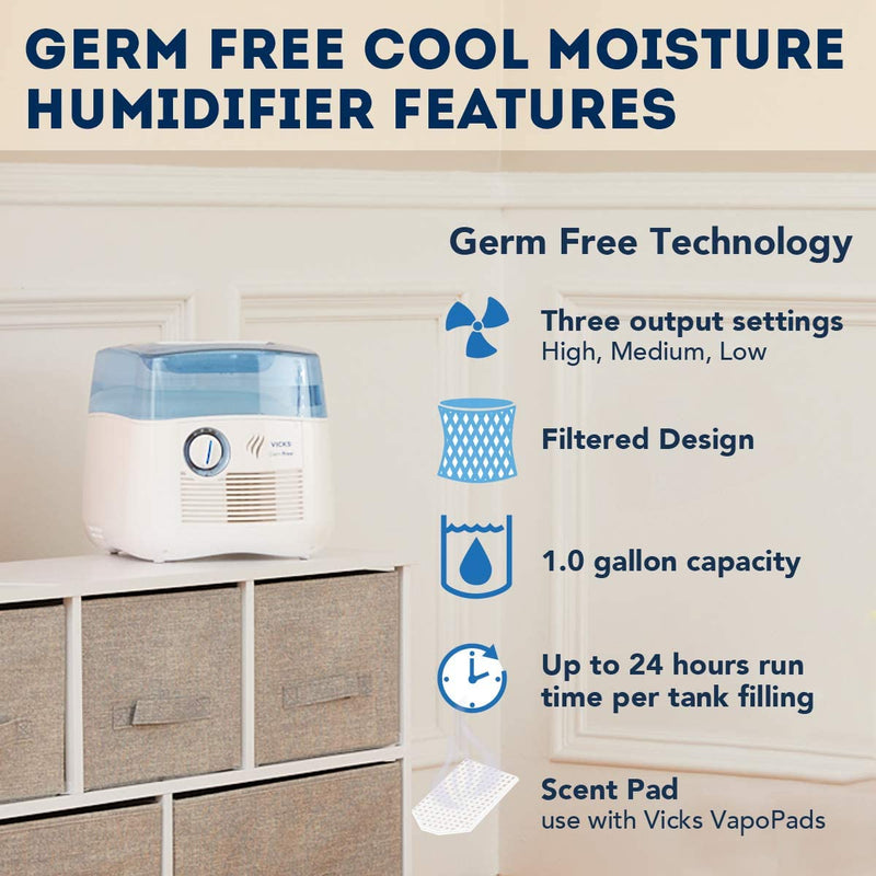 Vicks V3900 Germ Free Cool Mist Humidifier Wellness & Fitness - DailySale