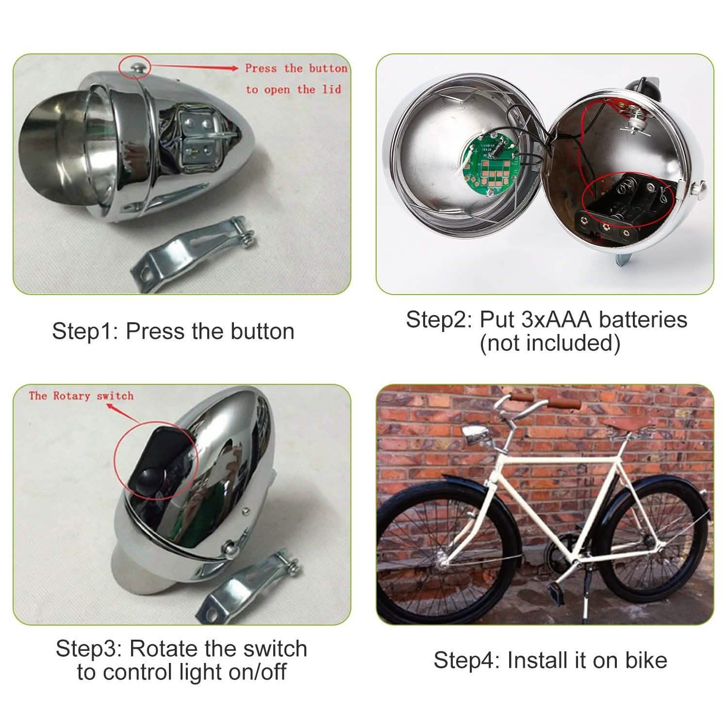 Vintage Bicycle Front Headlight Sports & Outdoors - DailySale