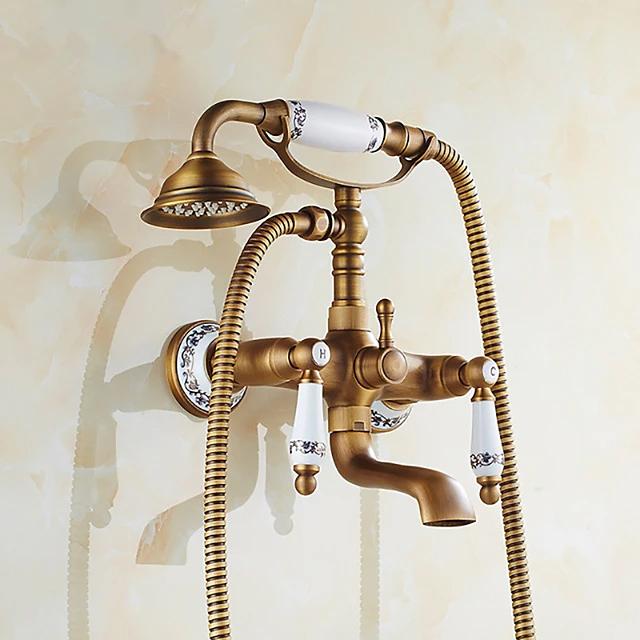 Vintage Style Rainfall Shower Faucet Set Bath - DailySale