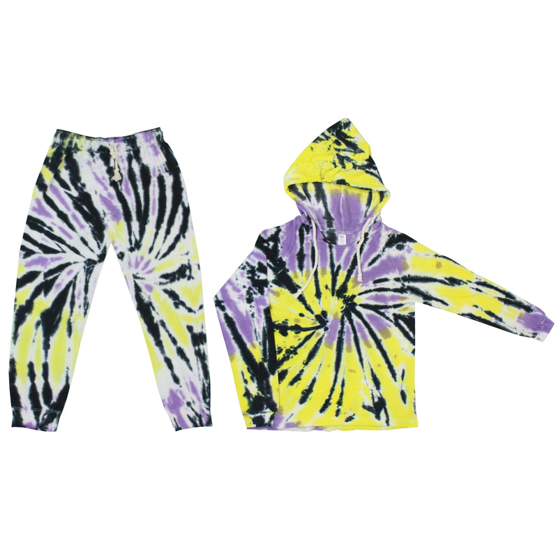Vintage Tie-Dye Hoodie and Jogger Sets Women's Clothing Electric Fire S - DailySale