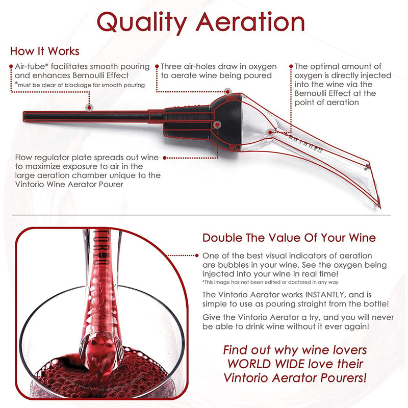 Vintorio Wine Aerator Pourer - Premium Aerating Pourer and Decanter Spout Wine & Dining - DailySale
