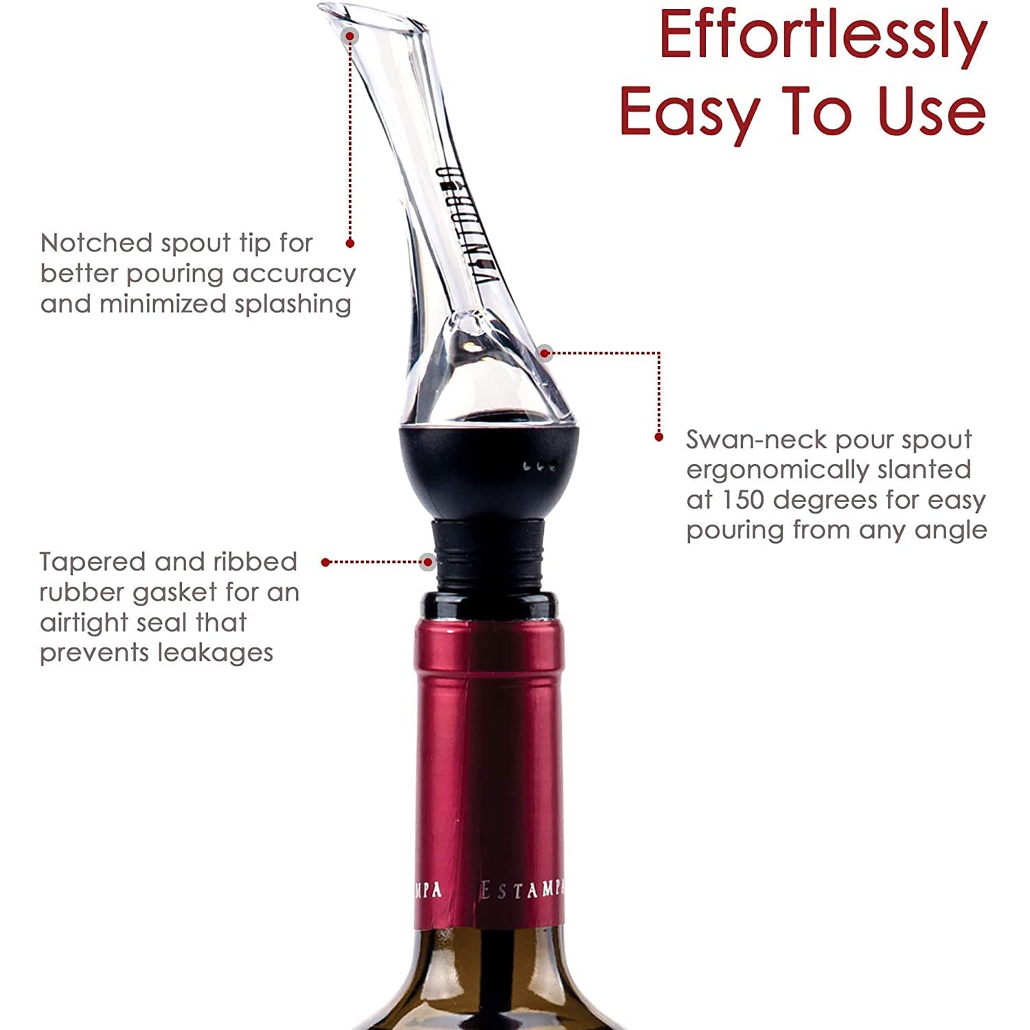 Vintorio Wine Aerator Pourer - Premium Aerating Pourer and Decanter Spout Wine & Dining - DailySale