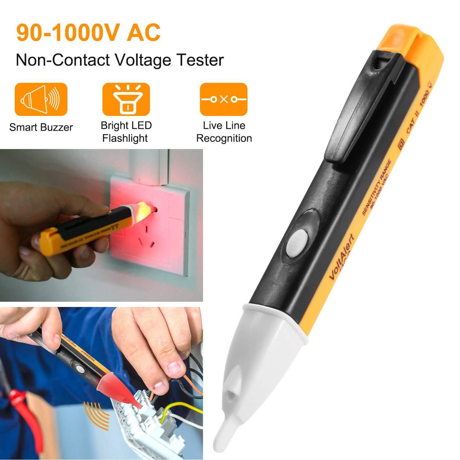 Voltage Tester Detector Pen Non-Contact with Flashlight Household Batteries & Electrical - DailySale