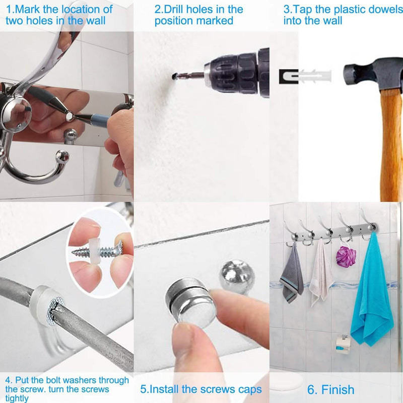 Wall Mount Coat 15 Hooks Stainless Steel Clothes Hanger Rack Closet & Storage - DailySale