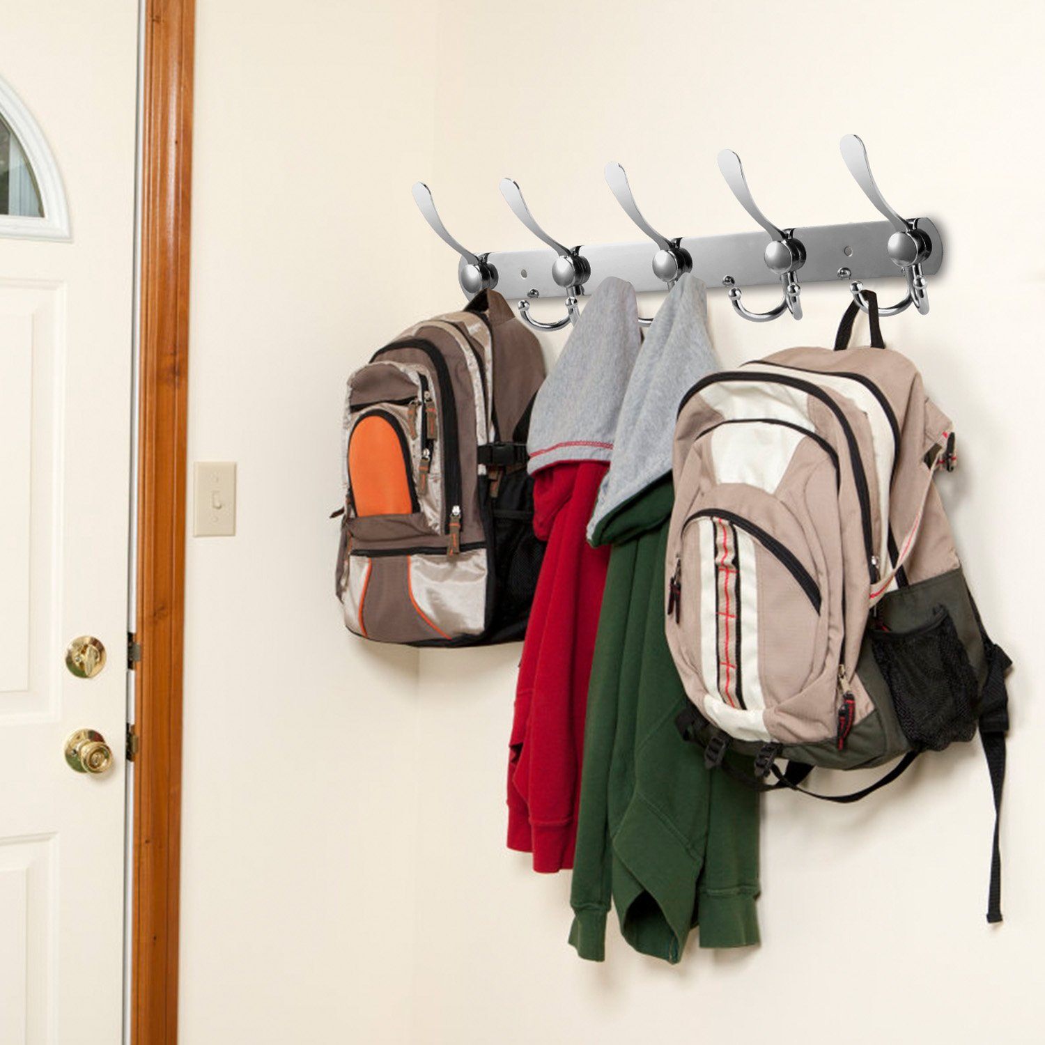 Wall Mount Coat 15 Hooks Stainless Steel Clothes Hanger Rack Closet & Storage - DailySale