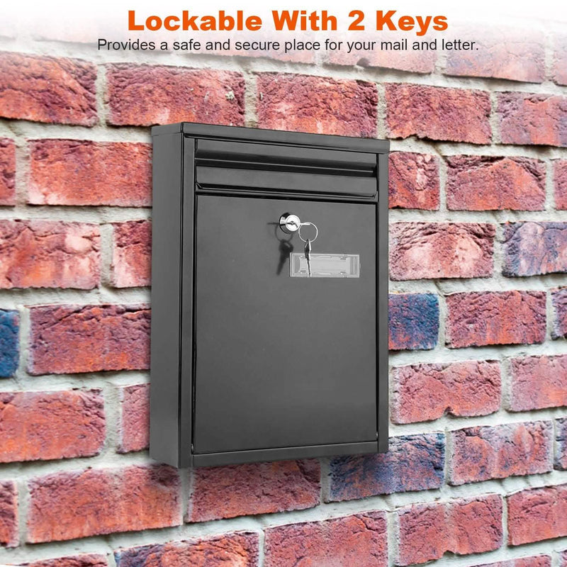 Wall Mount Mailbox Lockable Galvanized Iron Letter Post Box Home Improvement - DailySale
