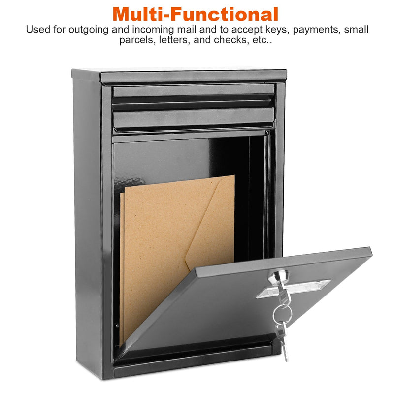 Wall Mount Mailbox Lockable Galvanized Iron Letter Post Box Home Improvement - DailySale