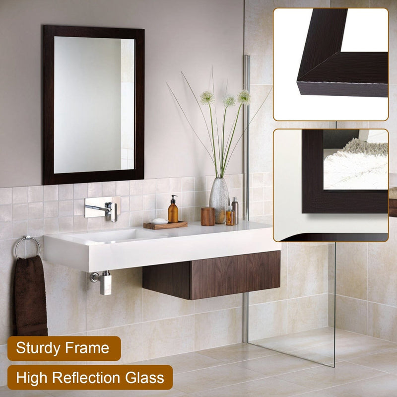 Wall Mount Mirror Wood-Like Frame Rectangle Modern Hanging Mirror Furniture & Decor - DailySale