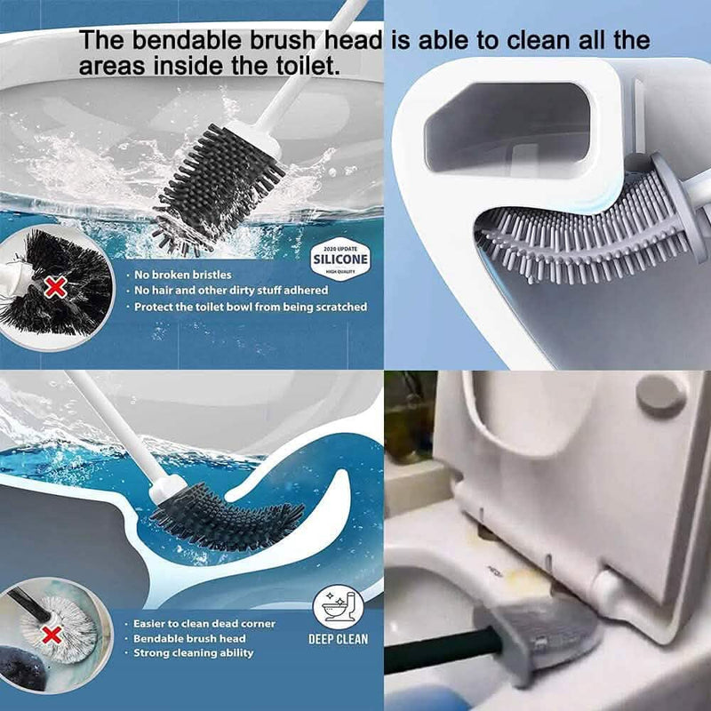 Wall Mounted Silicone Bathroom Brush and Holder Set Bath - DailySale