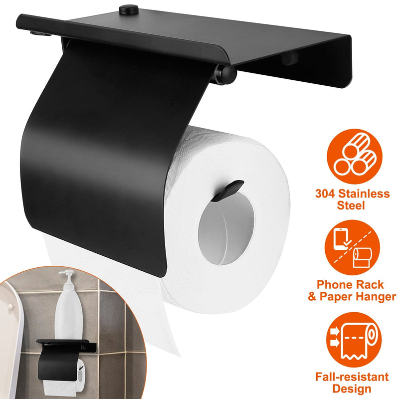 Wall Mounted Toilet Paper Holder with Phone Storage Rack Bath - DailySale