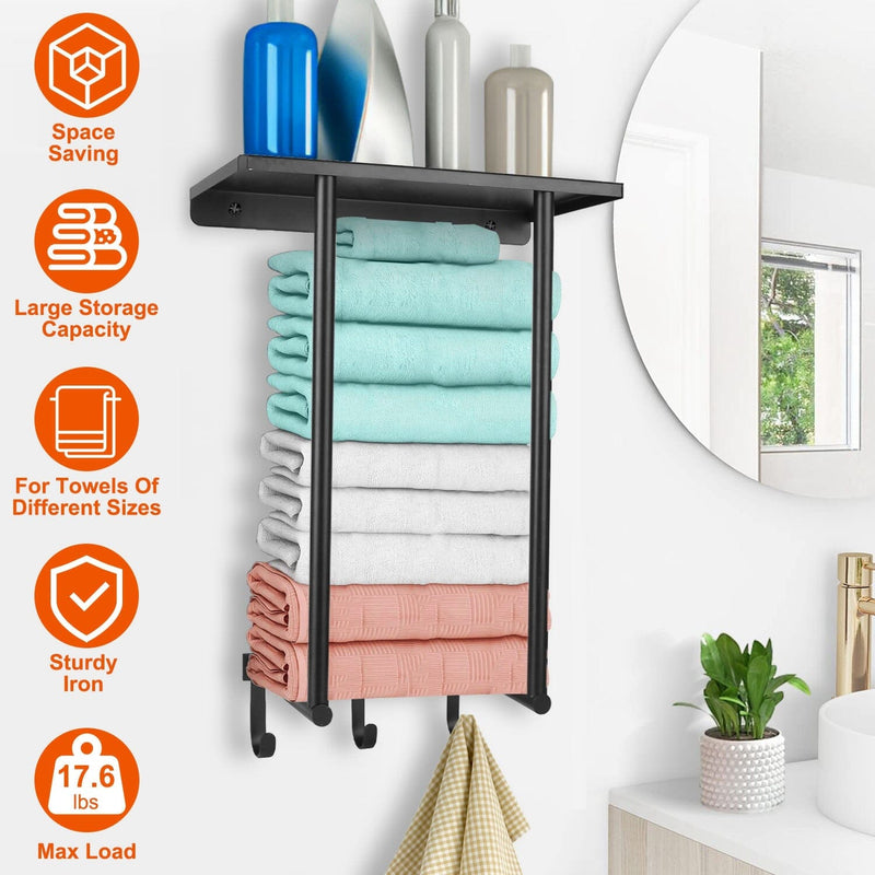 Wall Mounted Towel Rack for Rolled Towels Bath - DailySale