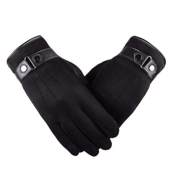 Warm Velvet Cold-Proof Gloves Thermal Touch Phone Screen Sports & Outdoors Black - DailySale