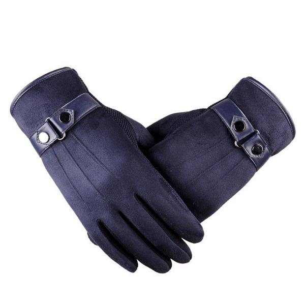 Warm Velvet Cold-Proof Gloves Thermal Touch Phone Screen Sports & Outdoors Blue - DailySale