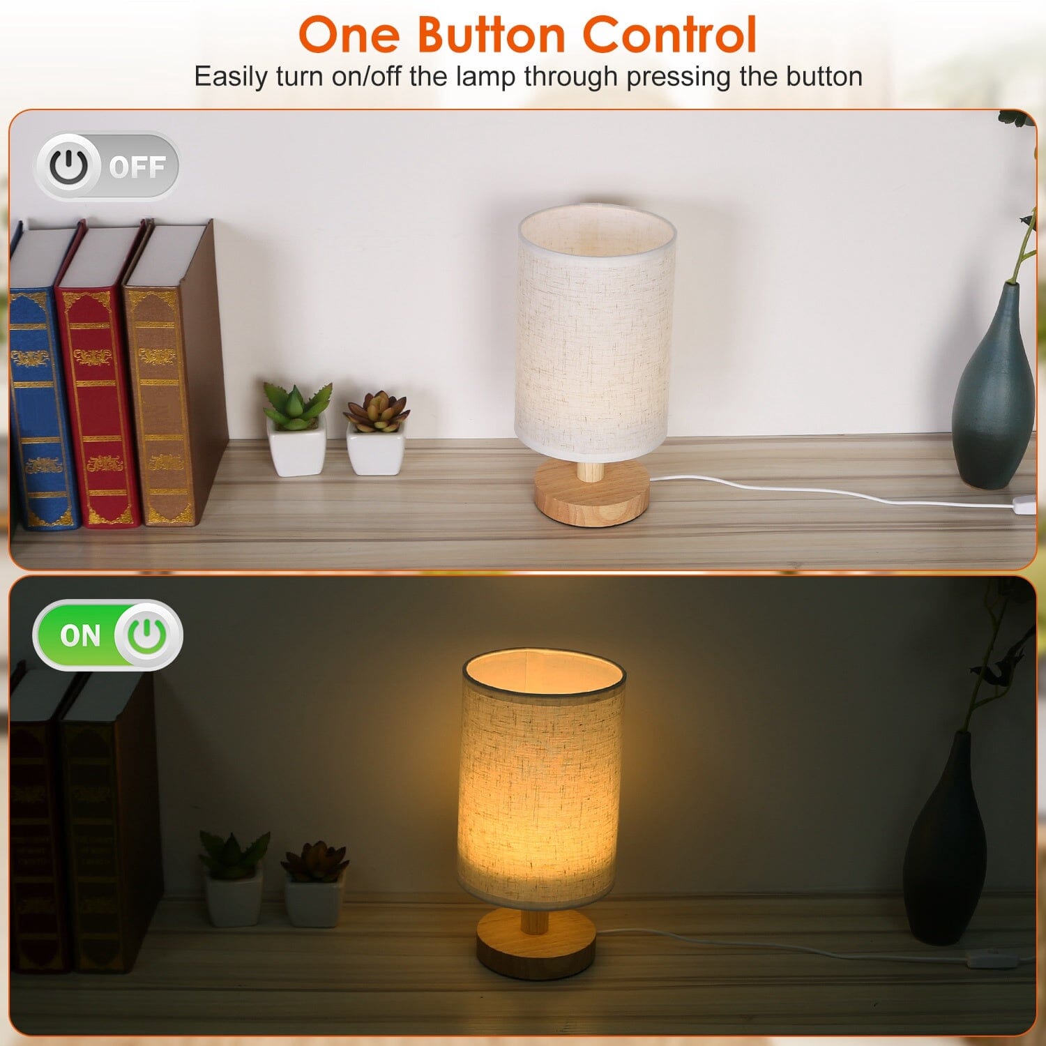 Warm White Nightstand Lamp USB Plug Modern Lantern Indoor Lighting - DailySale