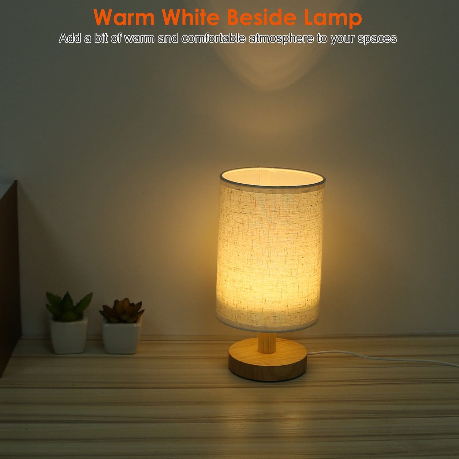 Warm White Nightstand Lamp USB Plug Modern Lantern Indoor Lighting - DailySale