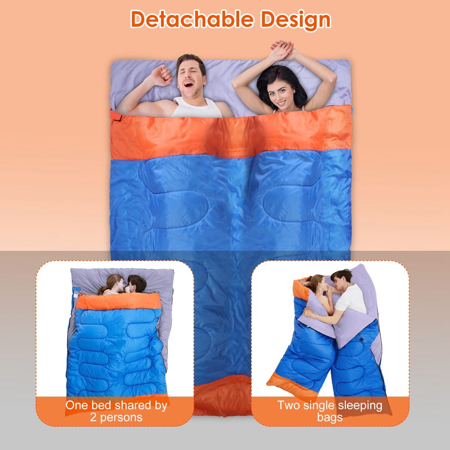 Water Resistant Camping Cotton Liner Sleeping Bag with Sack Sports & Outdoors - DailySale