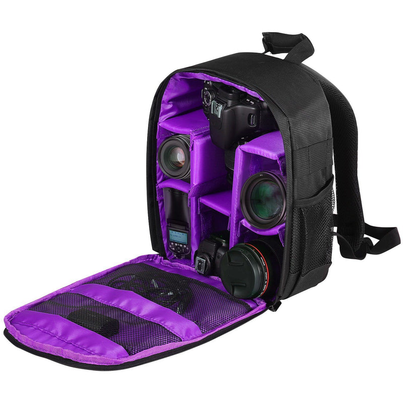 Waterproof Camera Backpack Shockproof Protection Bags & Travel Purple - DailySale