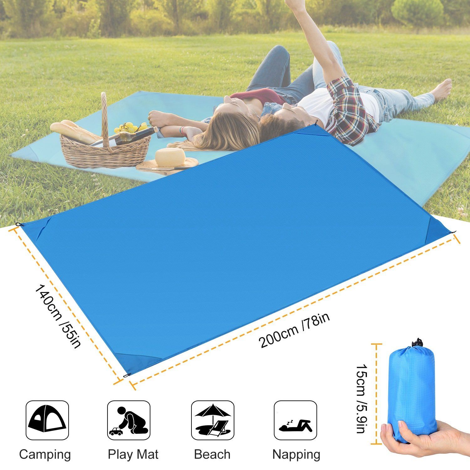 Waterproof Foldable Camping Rug Pocket Sand Proof Picnic Mat Sports & Outdoors - DailySale