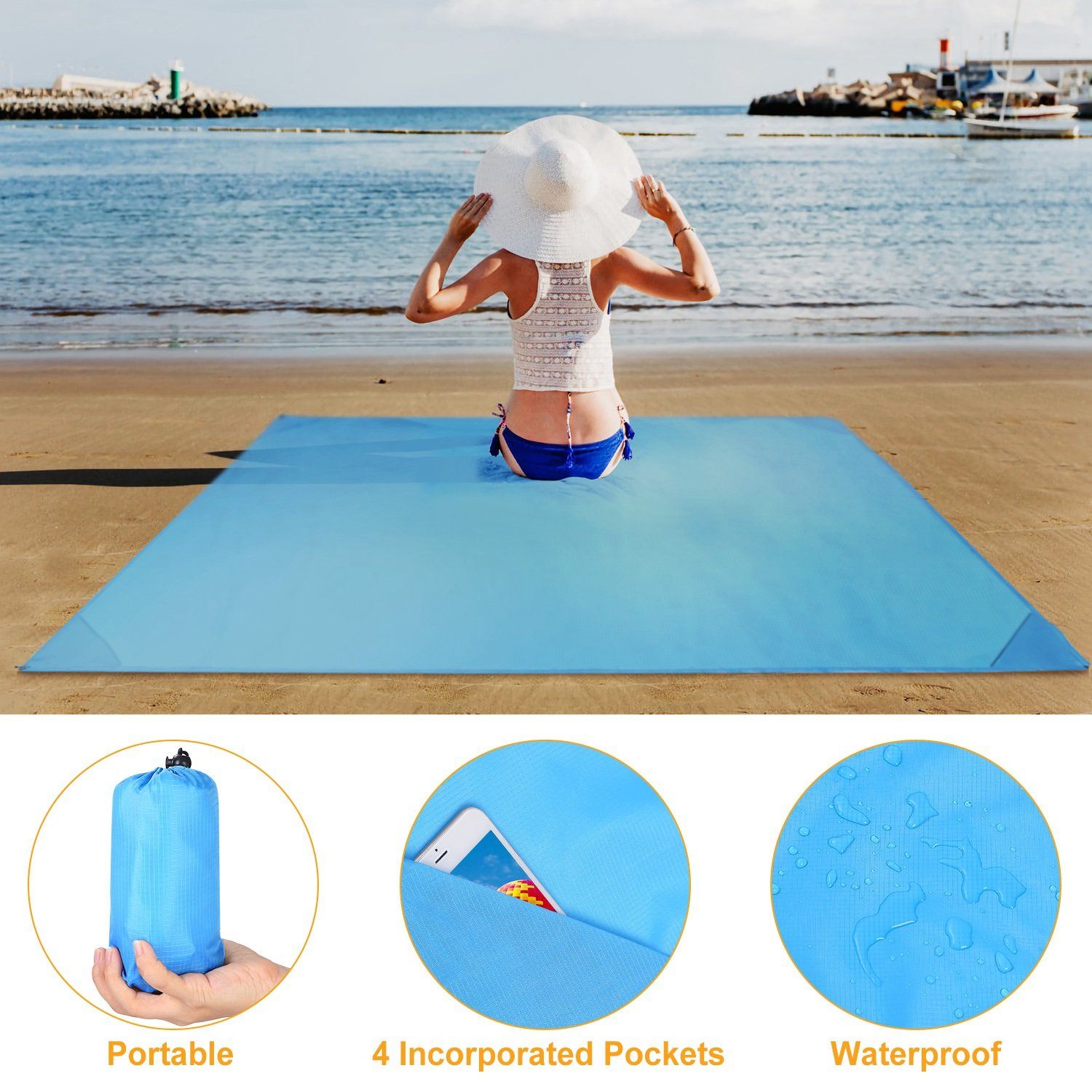 Waterproof Foldable Camping Rug Pocket Sand Proof Picnic Mat Sports & Outdoors - DailySale