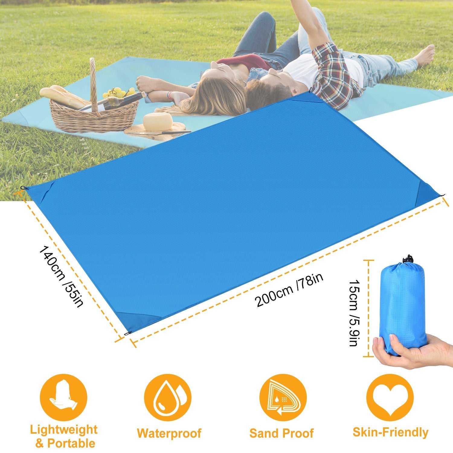 Waterproof Foldable Camping Rug Pocket Sand Proof Picnic Mat Sports & Outdoors - DailySale