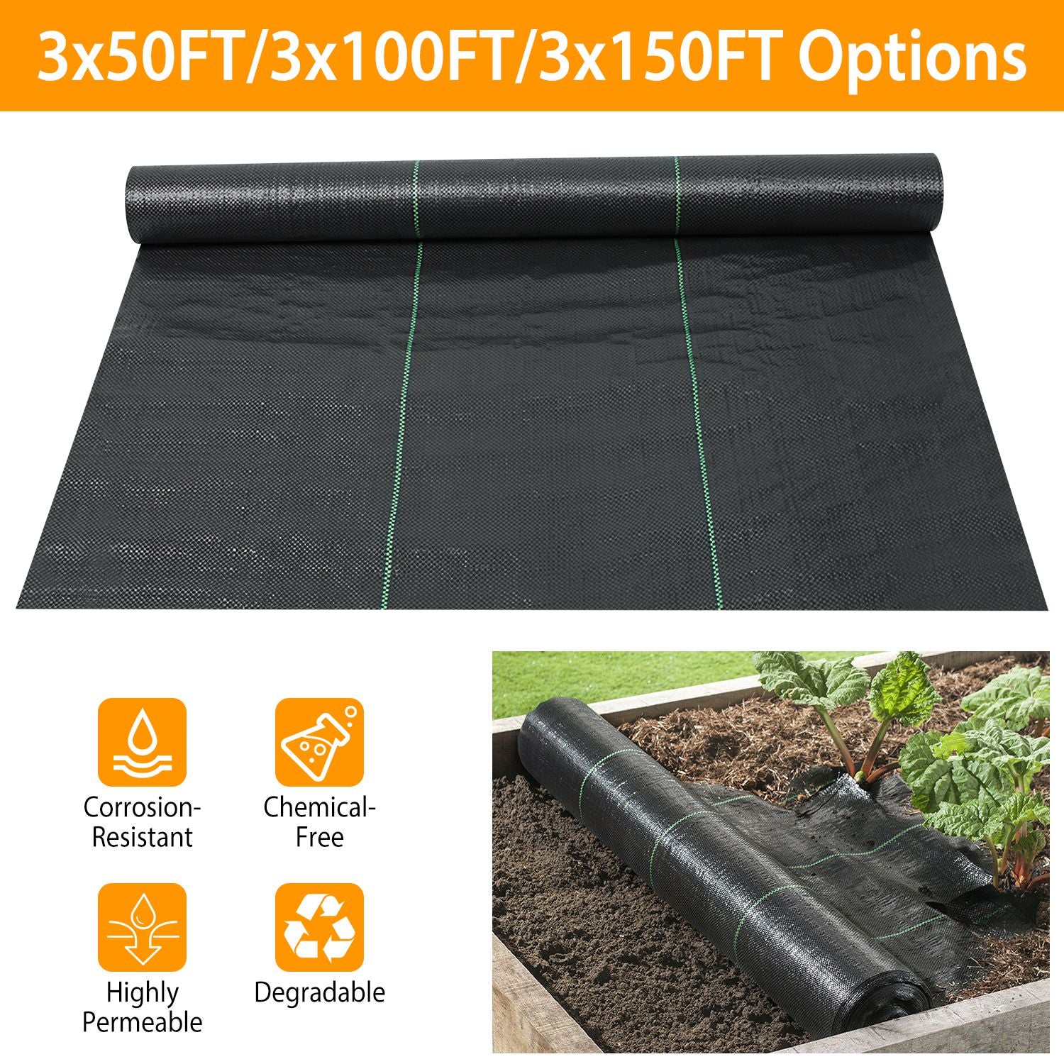 Weed Barrier Landscape Gardening Mat Fabric Woven Garden & Patio - DailySale