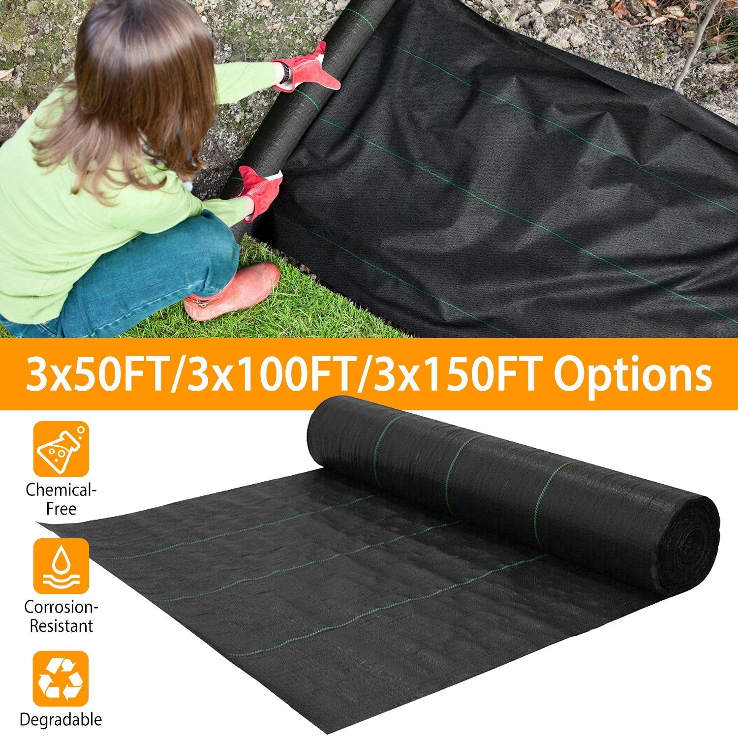 Weed Barrier Landscape Gardening Mat Fabric Woven Garden & Patio - DailySale