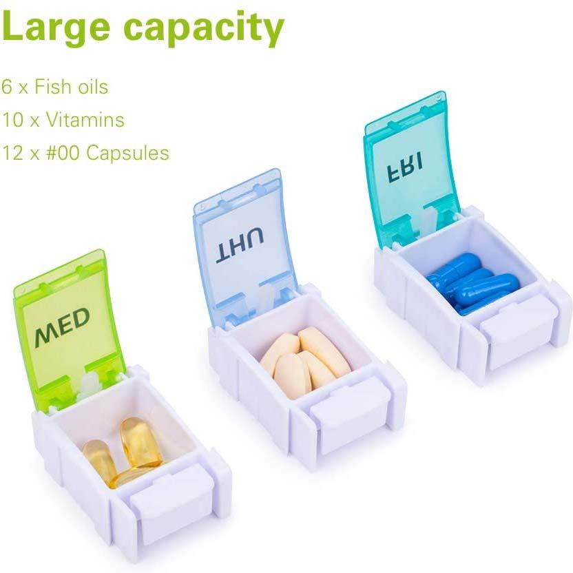 Weekly Pill Organizer Detachable, Sukuos Large Daily Pill Cases Wellness - DailySale