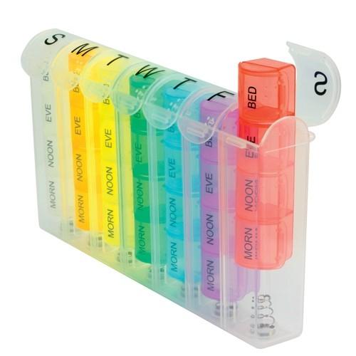 Weekly Pop-Up Pill Organizer with Time Compartments Wellness - DailySale