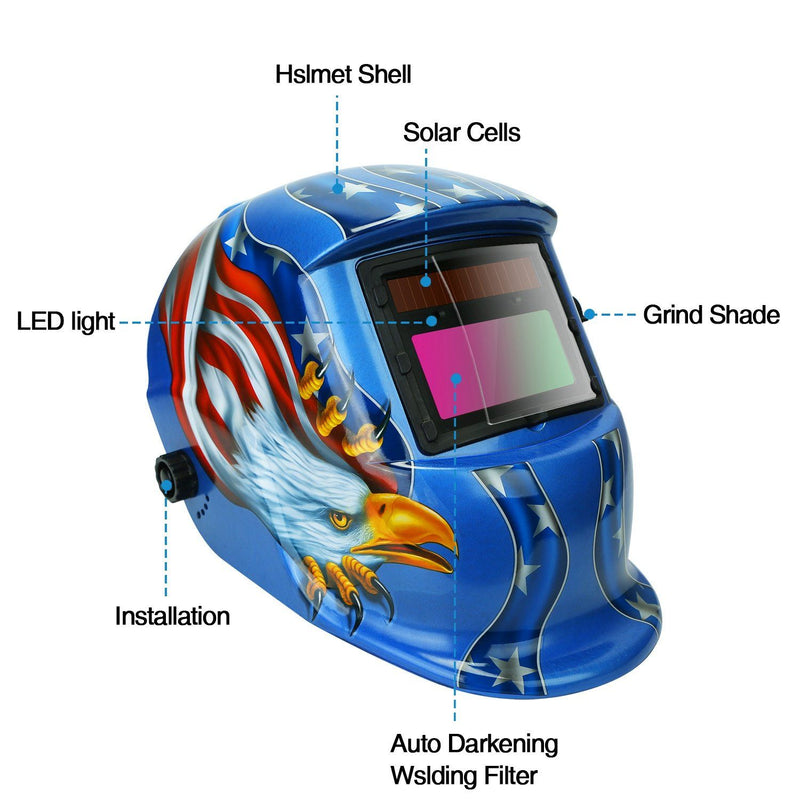 Welding Helmet Solar Powered Auto Darkening Hood with Adjustable Wide Shade Everything Else - DailySale