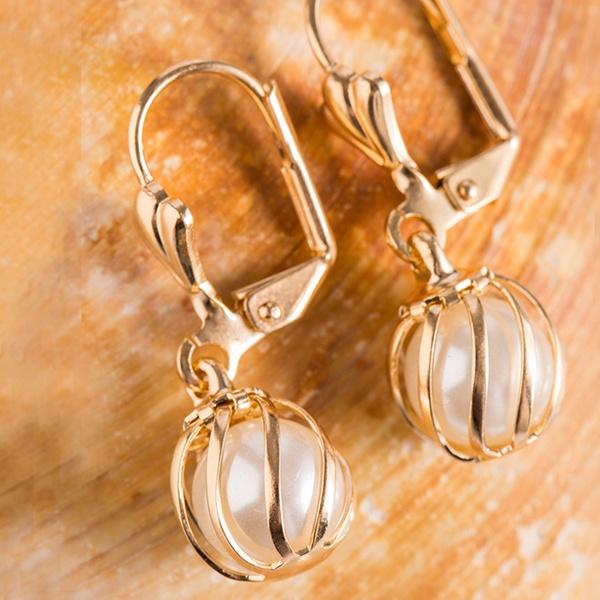 White Cultured Pearl Cage Drop Earrings by Sevil Jewelry - DailySale