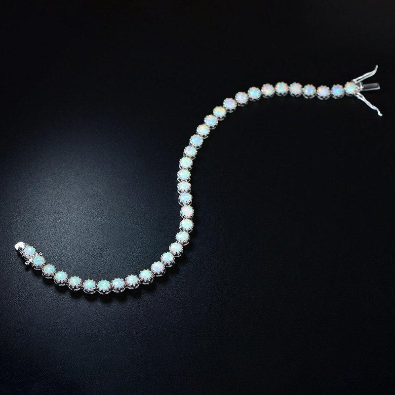 White Fire Opal Tennis Bracelet Jewelry - DailySale