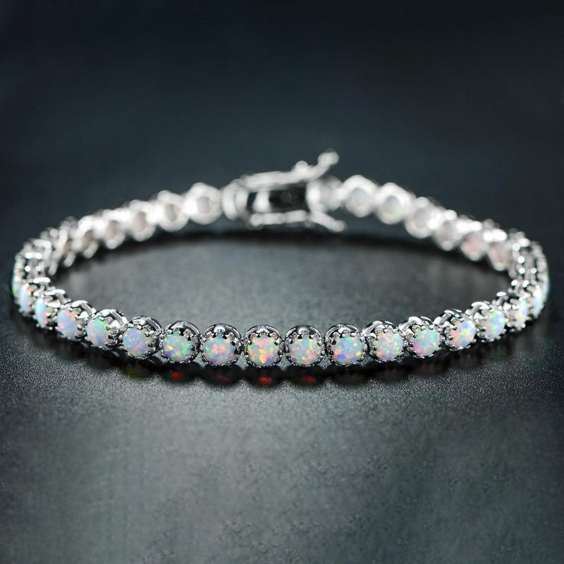 White Fire Opal Tennis Bracelet Jewelry - DailySale