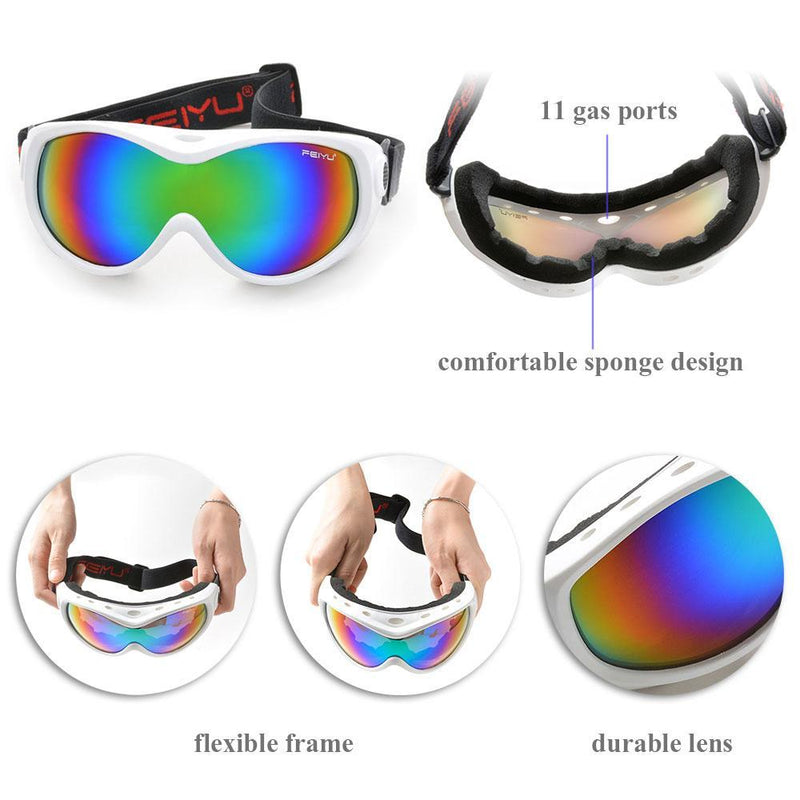 White for Kid Ski Goggles Double Anti Fog Lenses Sun Glasses Sports & Outdoors - DailySale