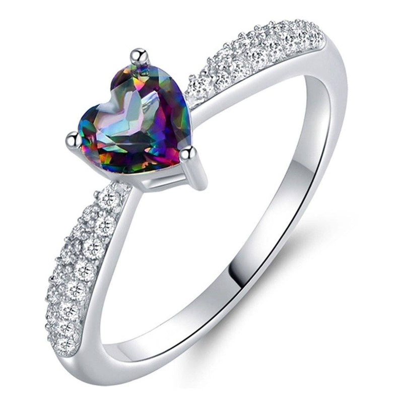 White Gold 3ct Heart-Cut Mystic Topaz Engagement Ring - Assorted Sizes Jewelry 5 - DailySale
