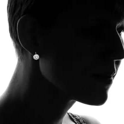 White Gold Huggie Earrings with Swarovski Crystal By Barzel Earrings - DailySale