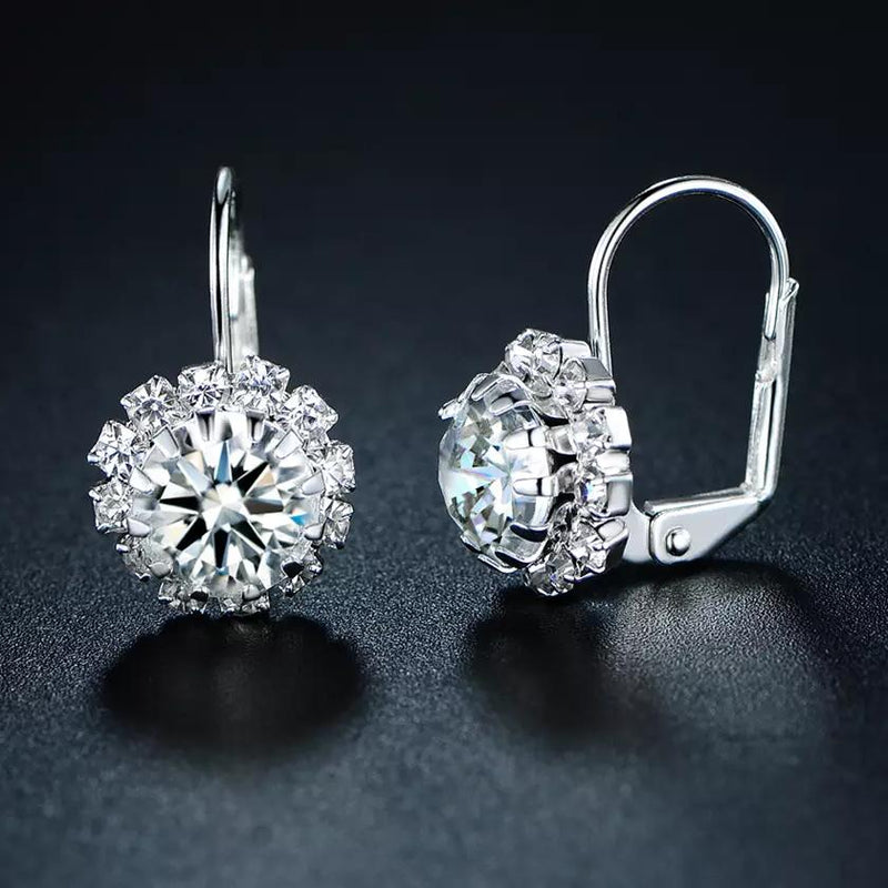 White Gold Huggie Earrings with Swarovski Crystal By Barzel Earrings - DailySale