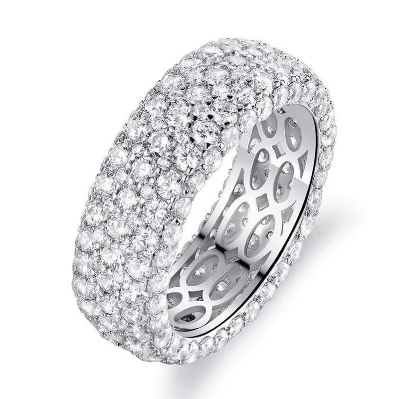 White Gold Plated Five Row Eternity Ring - Assorted Sizes Jewelry 10 - DailySale